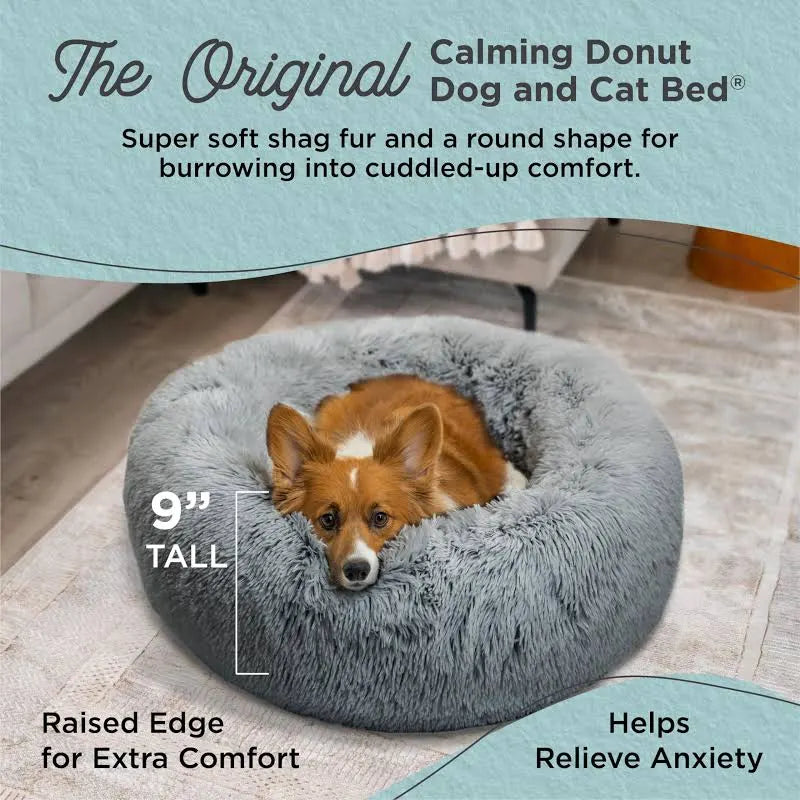 Best Friends by Sheri Original Calming Donut Dog and Cat Bed Shag